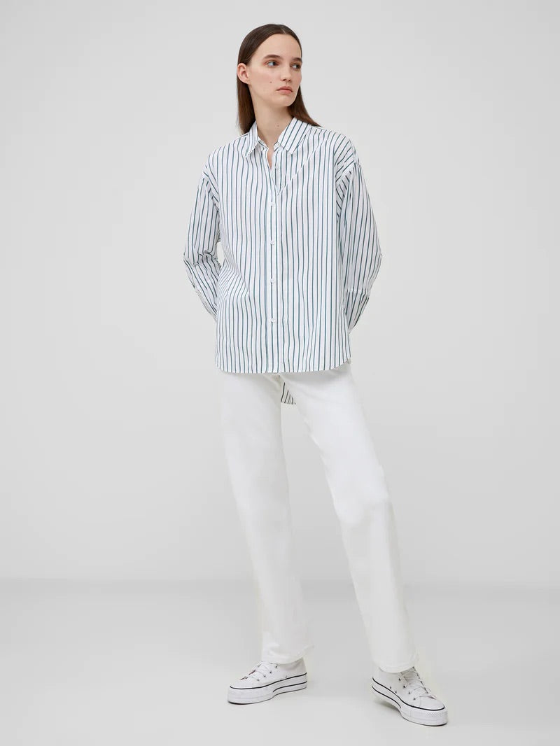 FRENCH CONNECTION  RHODES SHIRT LINENWHITE/FOREST