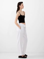 FRENCH CONNECTION BODIE BLEND TROUSERS LINEN WHITE