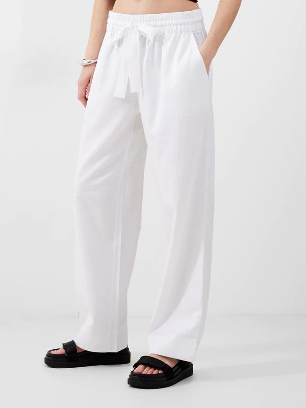 FRENCH CONNECTION BODIE BLEND TROUSERS LINEN WHITE