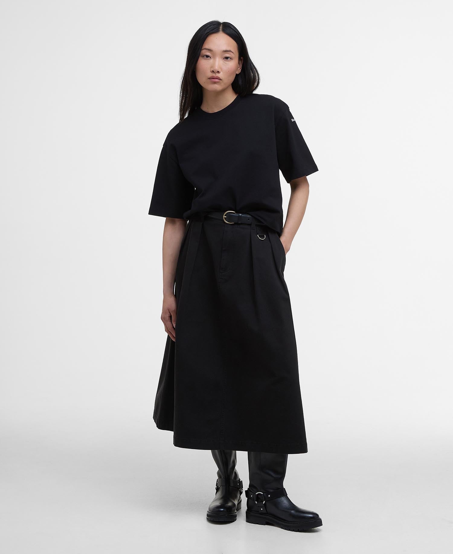 BARBOUR  PHOEBE MIDI Black SKIRT