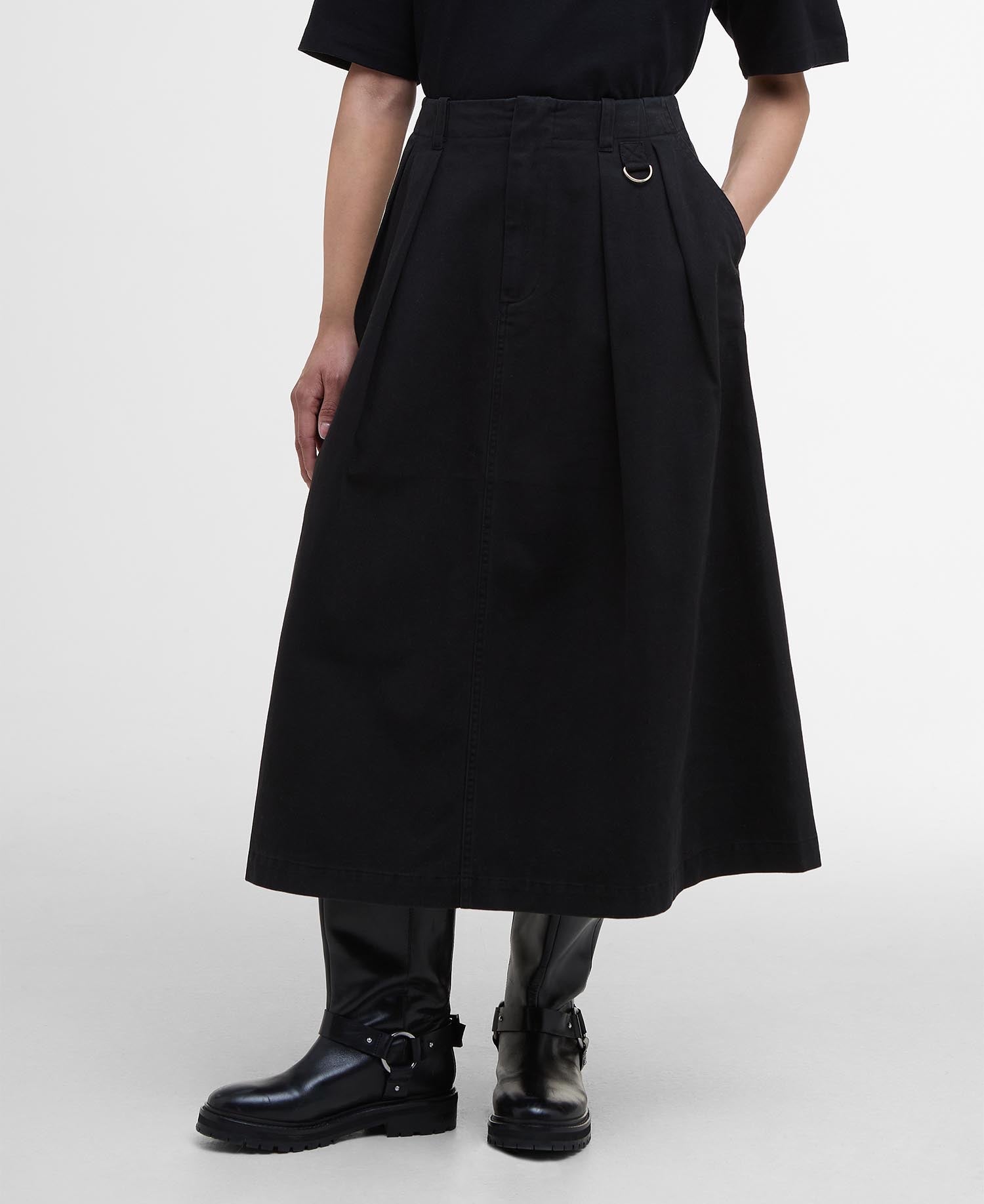 BARBOUR  PHOEBE MIDI Black SKIRT