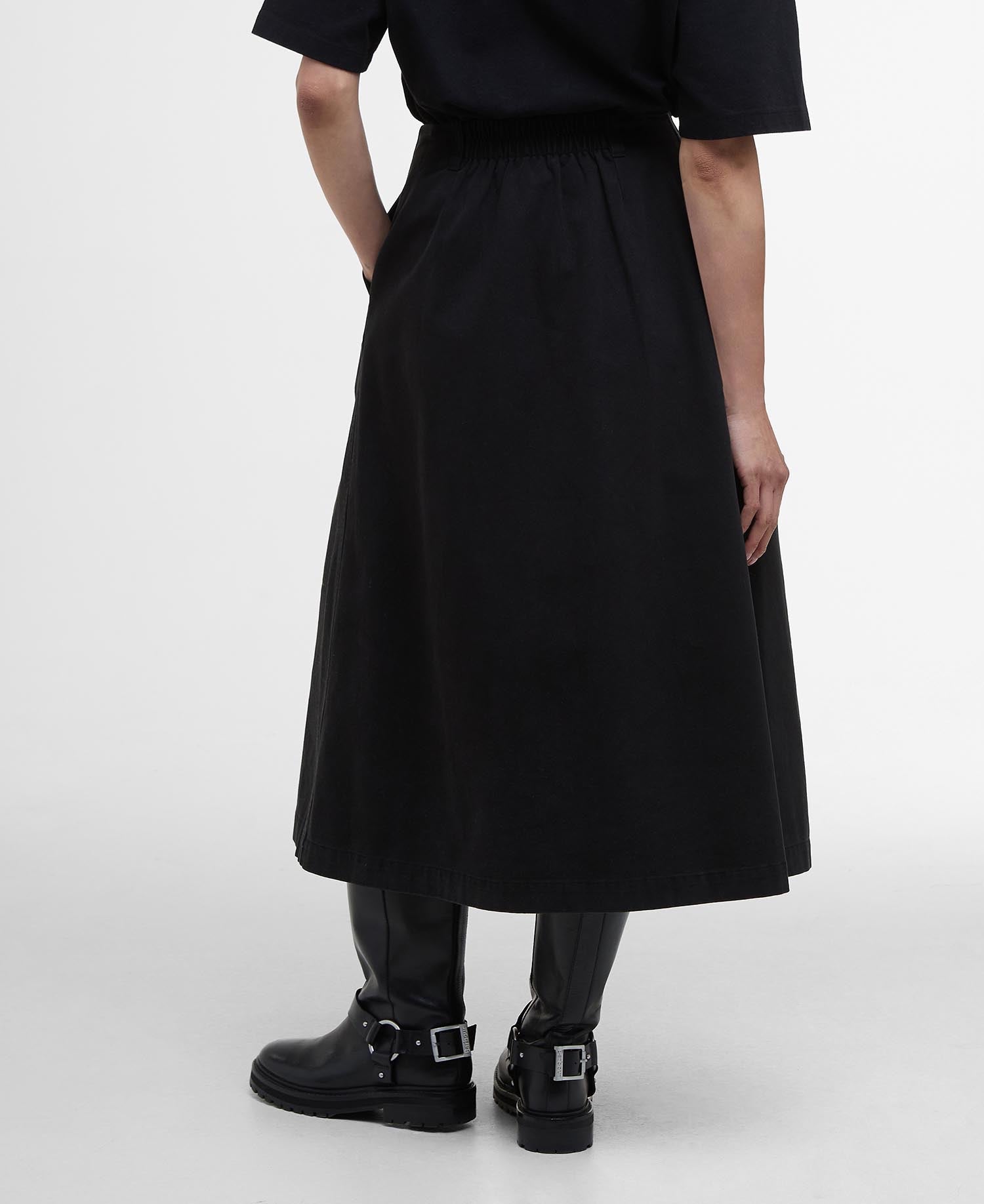 BARBOUR  PHOEBE MIDI Black SKIRT