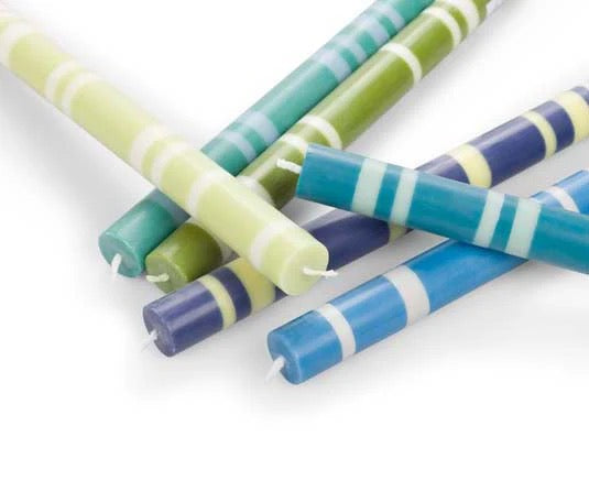 BCS709 CANDLES  STRIPE SET NANKIN/GULL