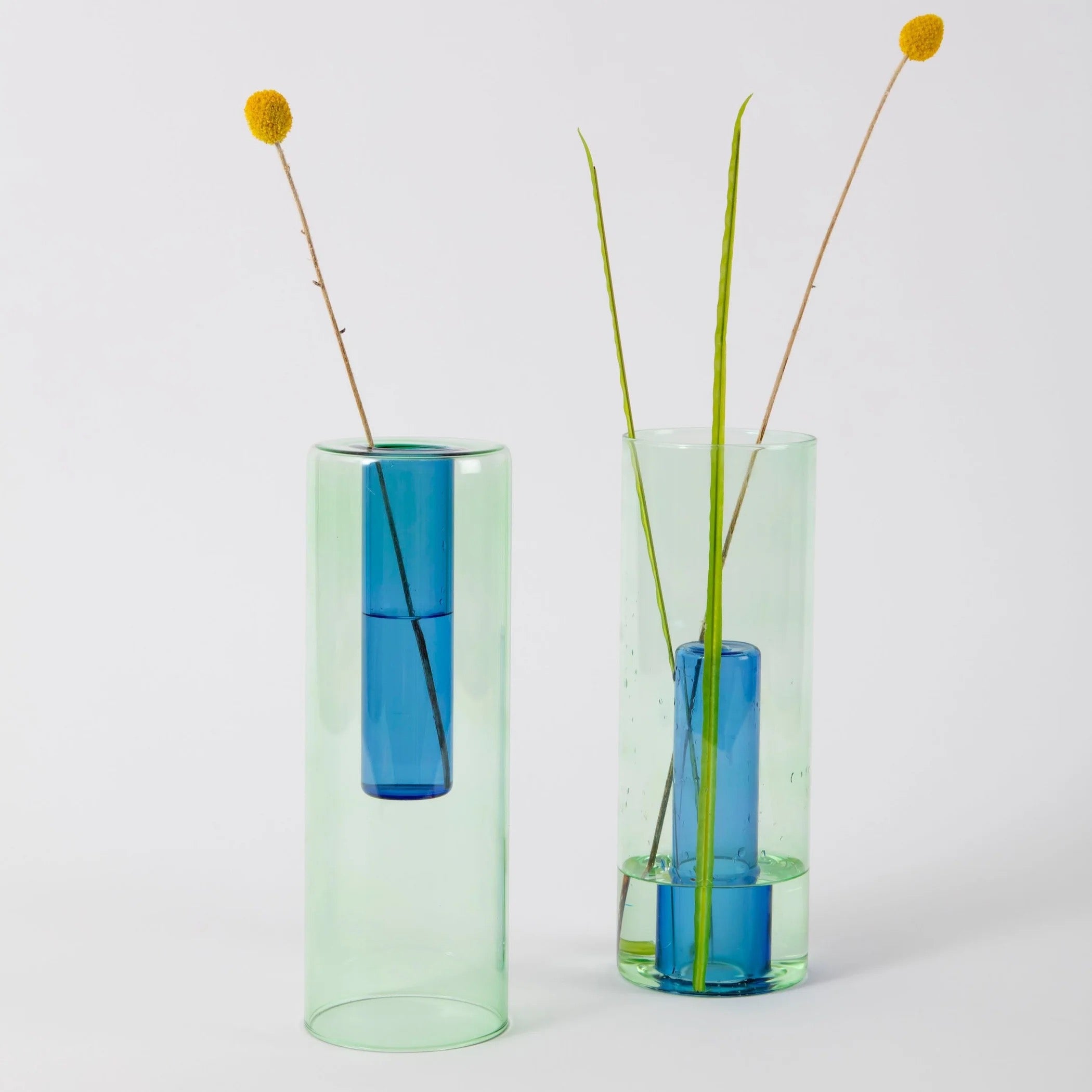 BLOCK DESIGN  REVERSIBLE VASE GREEN/BLUE