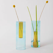 BLOCK DESIGN REVERSIBLE  VASE BLUE/YELLOW