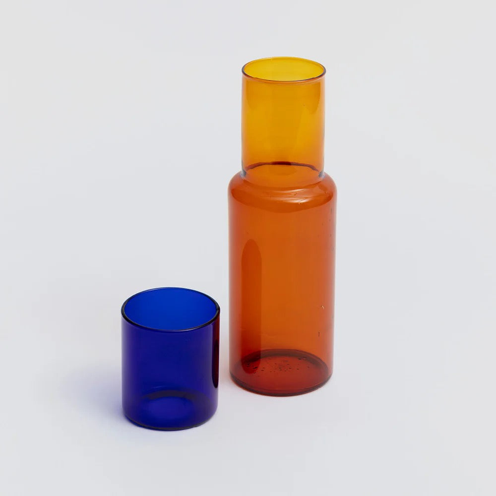 BLOCK DESIGN CARAFE AMBER/COBALT