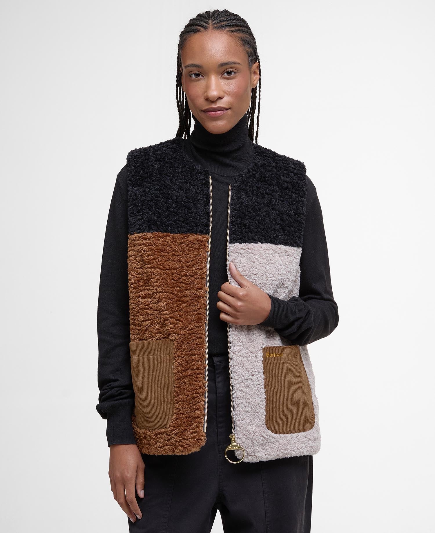 BARBOUR CATHY FLEECE NAT/CAM/BLK