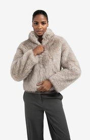 YAYA  FAUX FUR JKT LIGHT GREY