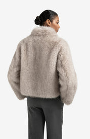 YAYA  FAUX FUR JKT LIGHT GREY