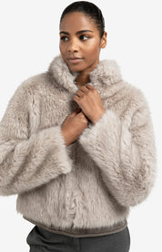 YAYA  FAUX FUR JKT LIGHT GREY