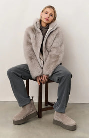 YAYA  FAUX FUR JKT LIGHT GREY