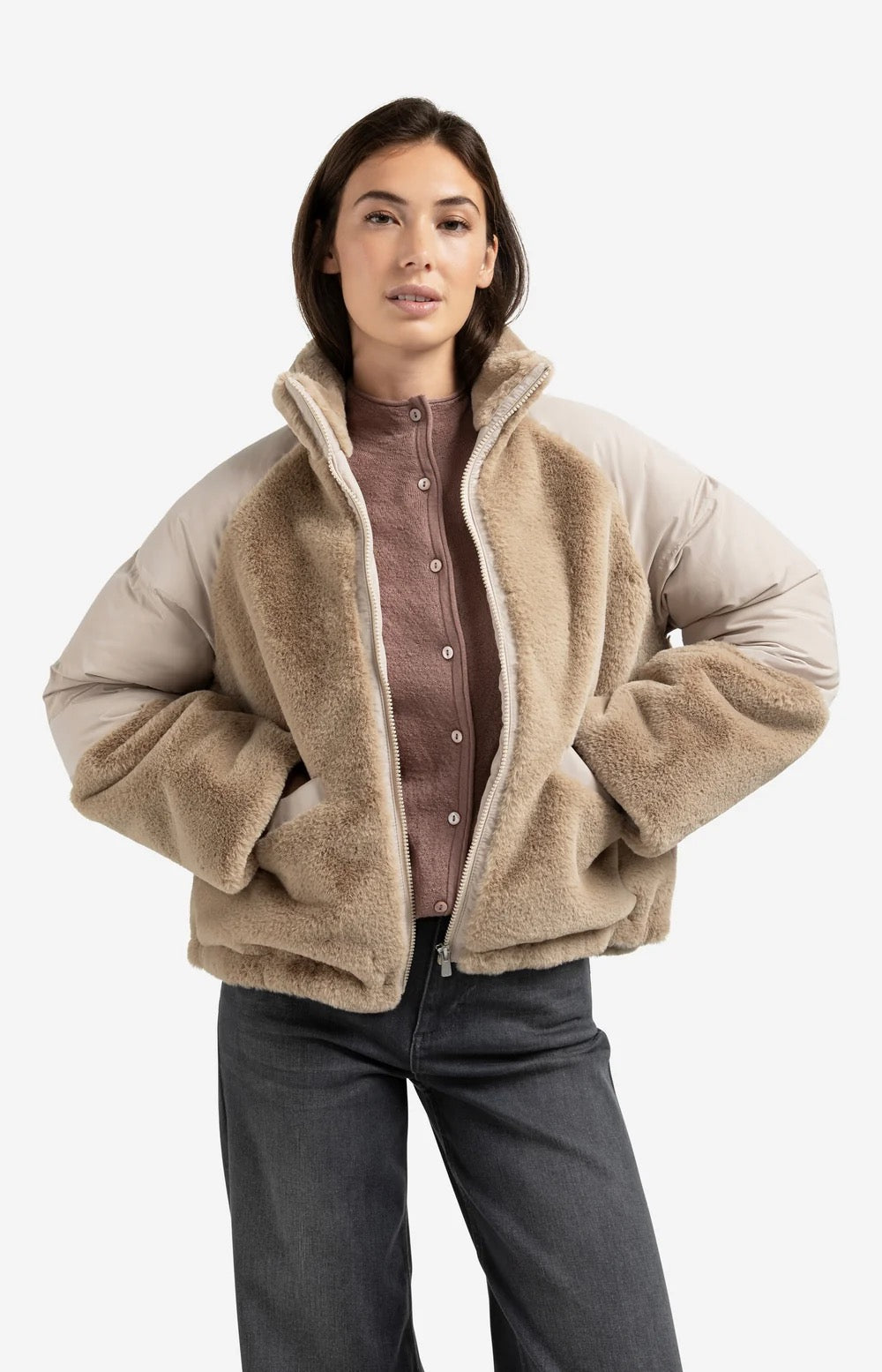 YAYA TEDDY JKT SAND BEIGE