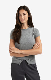 YAYA S/S DOUBLE HEM MED GREY MELANGE