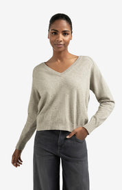 YAYA  DEEP V NECK BROWNISH GREY
