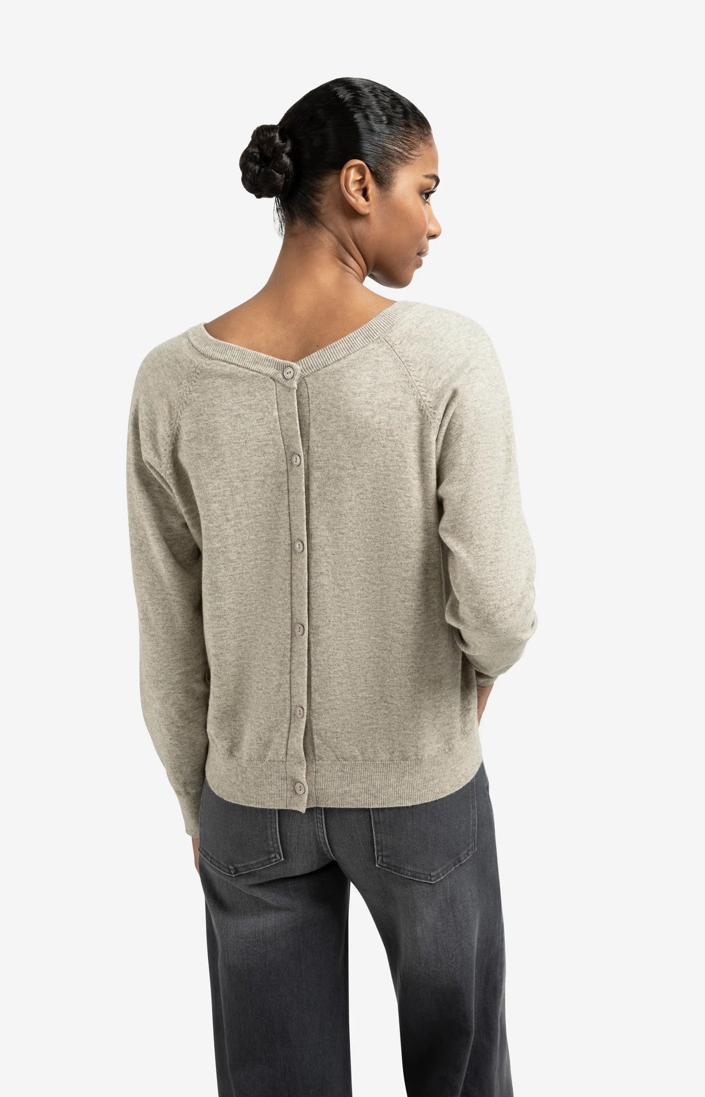 YAYA  DEEP V NECK BROWNISH GREY