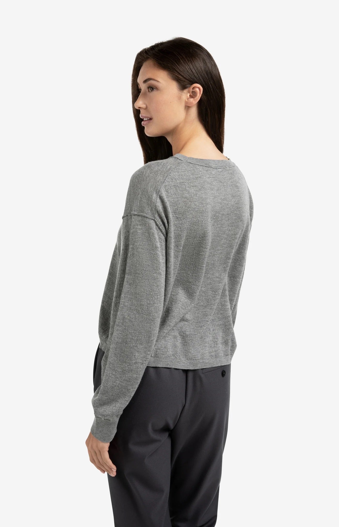 YAYA TEXTURED CREW MED GREY MELANGE