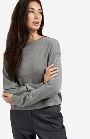 YAYA TEXTURED CREW MED GREY MELANGE