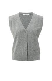 YAYA KNITTED TANK BUTTON MED GREY MELANGE