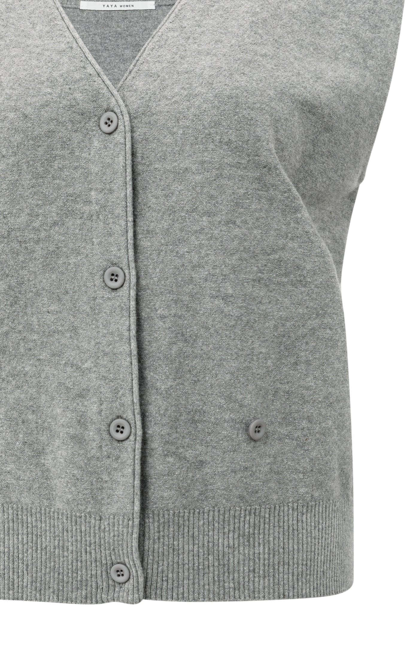 YAYA KNITTED TANK BUTTON MED GREY MELANGE