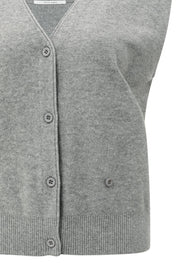 YAYA KNITTED TANK BUTTON MED GREY MELANGE