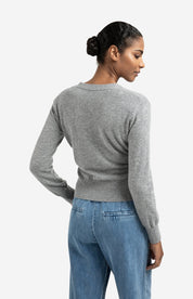 YAYA VNECK TIE MED GREY MELANGE