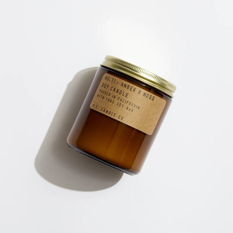 P.F.CANDLE CO STANDARD JAR CANDLE AMBER/MOSS
