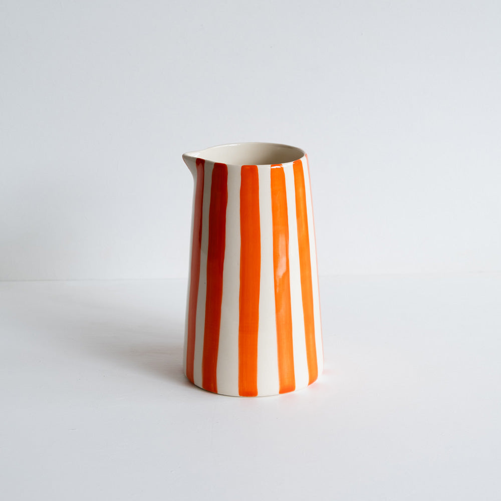 CANDY STRIPE PITCHER TANGERINE