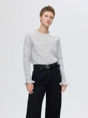 SELECTED FEMME KNIT FRILL LT GREY