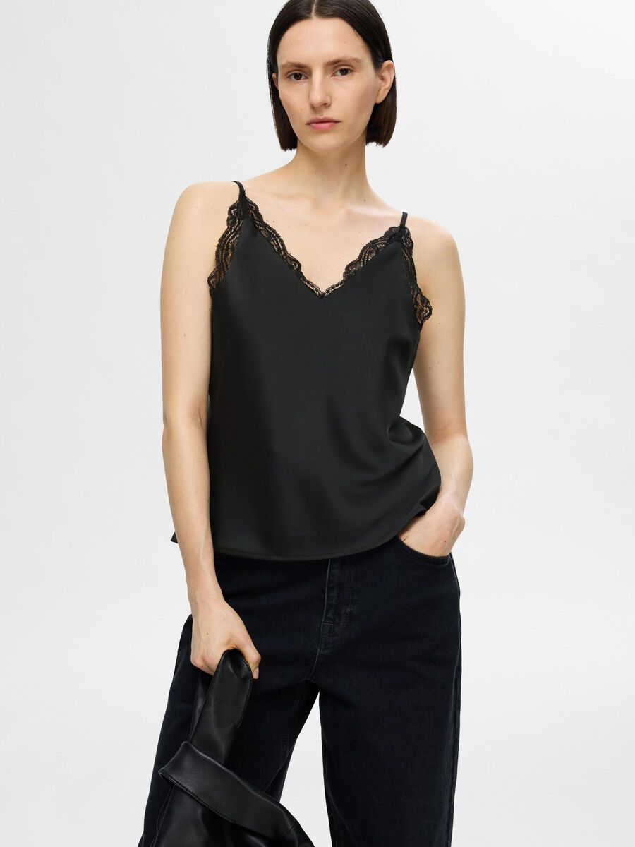 SELECTED FEMME LACE TOP FALENA Black