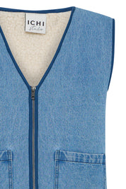 ICHI VEST FUR LINED  IHHIRAMO MID BLUE..