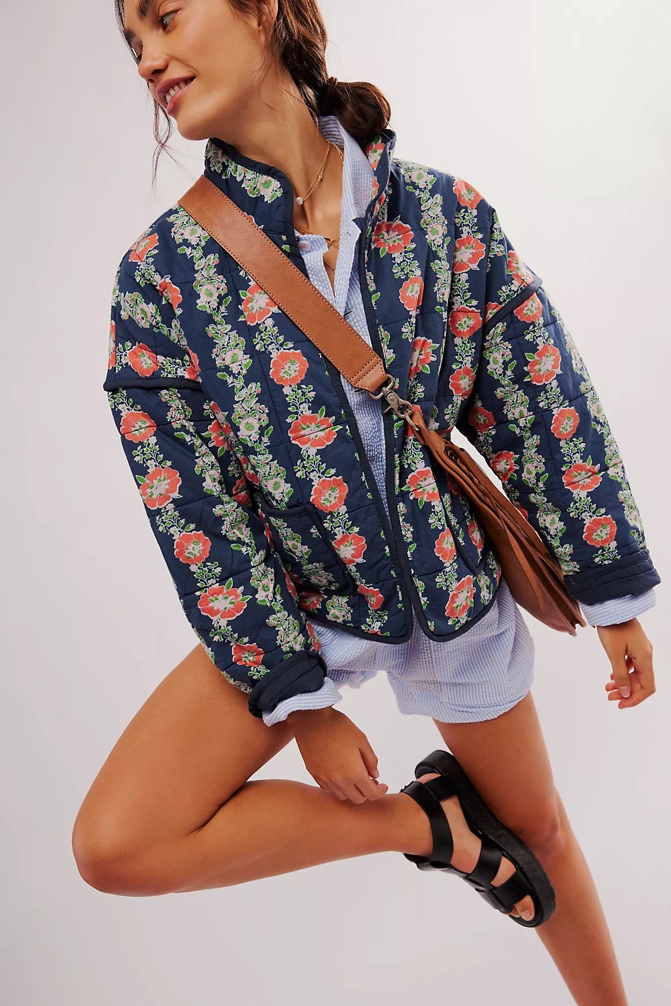 FREE PEOPLE  CHLOE QUILT JACKET DUSK COMBO