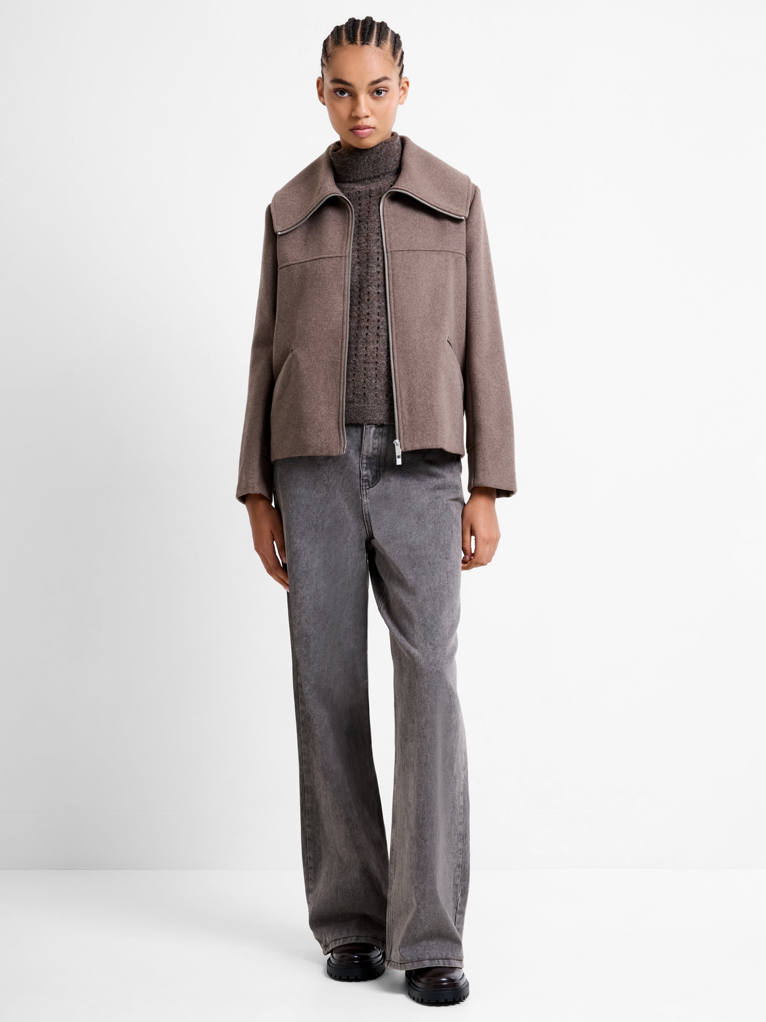 FRENCH CONNECTION  DEVITA WOOL TAUPE BROWN