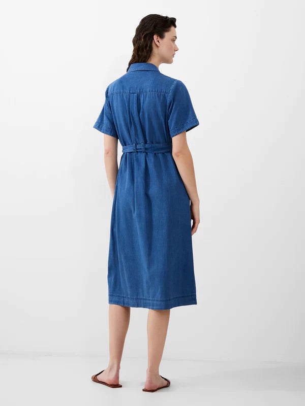 FRENCH CONNECTION DRESS ZAVES CHAMBRAY LIGHT VINTAGE