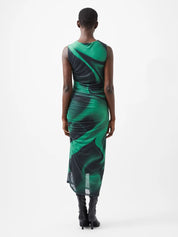 FRENCH CONNECTION TARISSA DRESS MESH GREEN BLACK