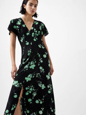 FRENCH CONNECTION ALLESANDRA DRESS DELPH BLACKOUT GREEN