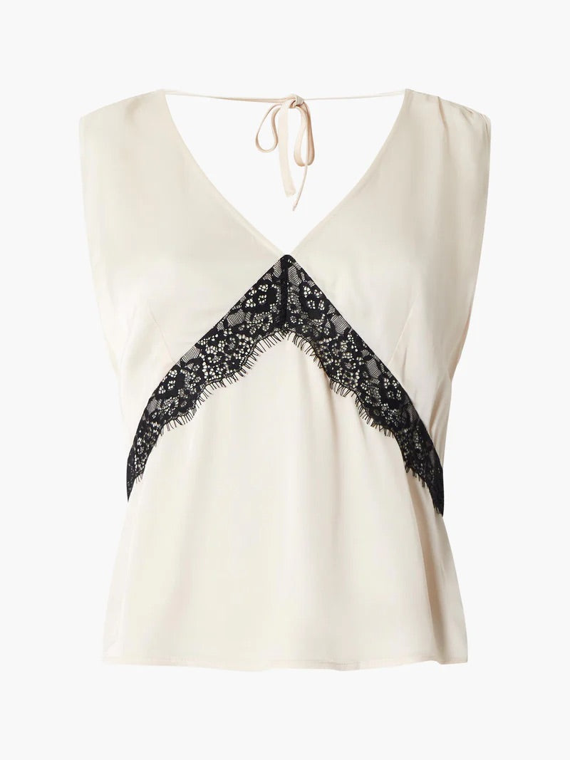 FRENCH CONNECTION  ENNIS SATIN CAMI CREAM/BLACK