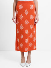 FRENCH CONNECTION IMELDA DITSY MIDI PARADISE ORANGE