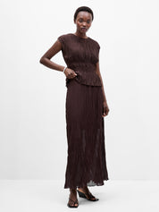 FRENCH CONNECTION SAYLOR PLEAT BITTER CHOCOLATE