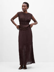 FRENCH CONNECTION SAYLOR PLEAT BITTER CHOCOLATE