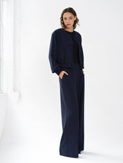 FRENCH CONNECTION  ALIA BOMBER NAVY-LINEN WHITE