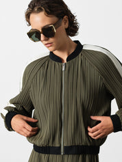 FRENCH CONNECTION NIRI PLISSE KHAKI/BLK JACKET