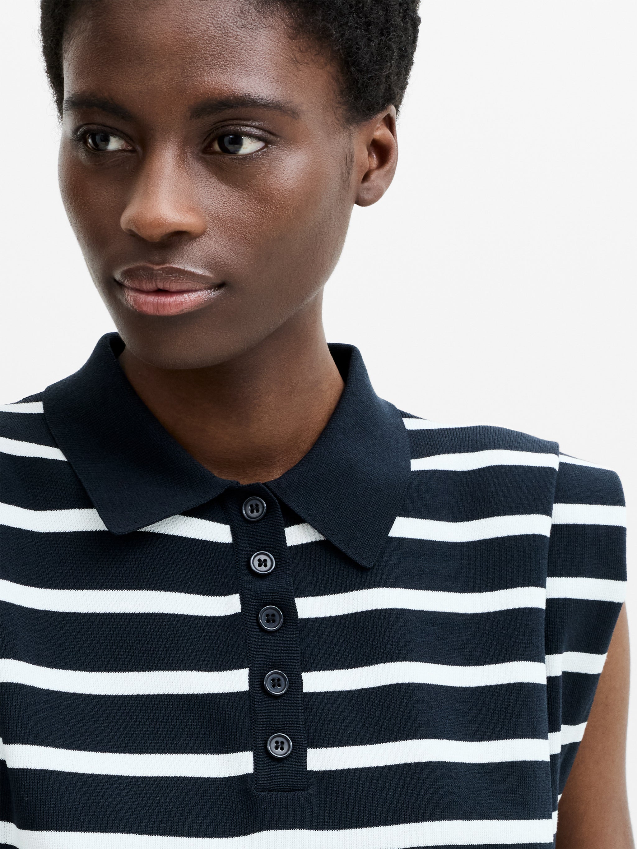FRENCH CONNECTION  KEA STRIPE VEST NEW NAVY/WINT WHITE