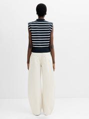 FRENCH CONNECTION  KEA STRIPE VEST NEW NAVY/WINT WHITE
