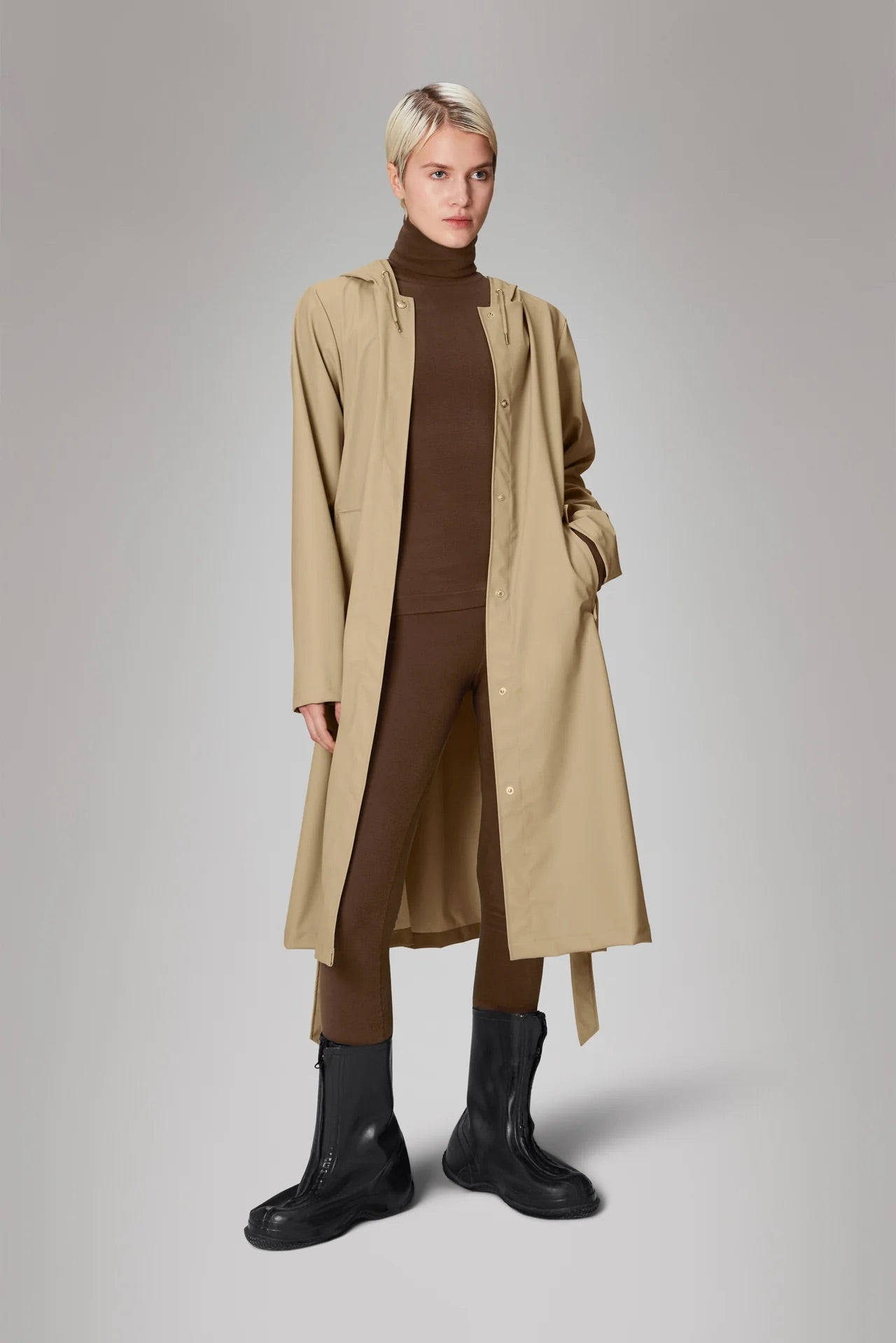 RAINS A-LINE LONGER JKT SAND