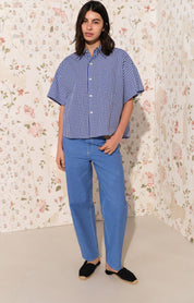 AMERICAN VINTAGE EKIROW CHECK SHIRT VICHY BLUE