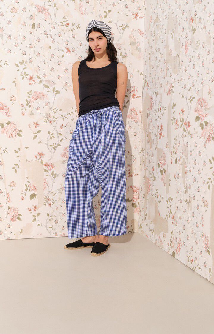 AMERICAN VINTAGE EKIROW CHECK TRS VICHY BLUE