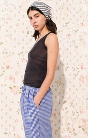 AMERICAN VINTAGE EKIROW CHECK TRS VICHY BLUE