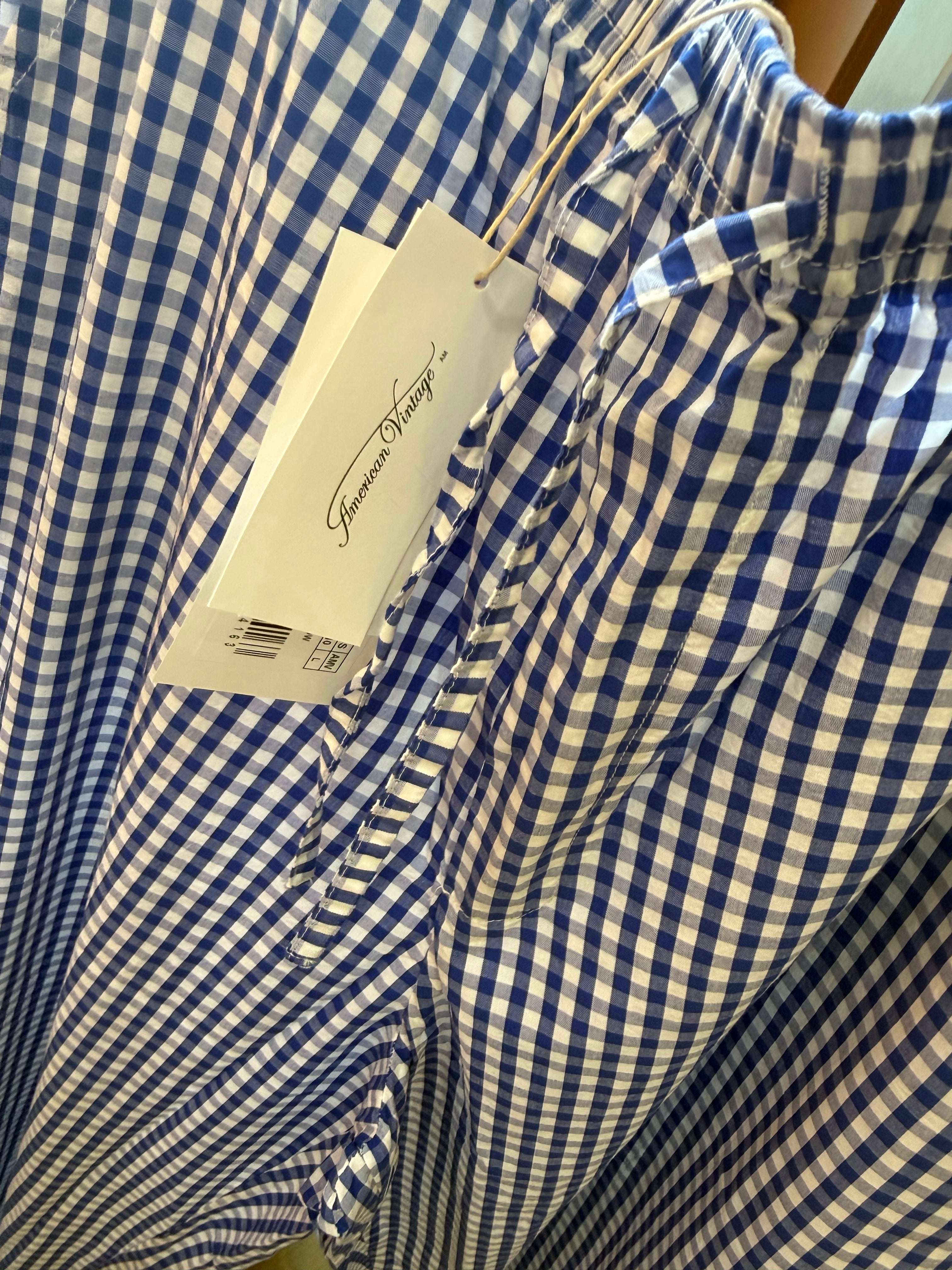 AMERICAN VINTAGE EKIROW CHECK TRS VICHY BLUE