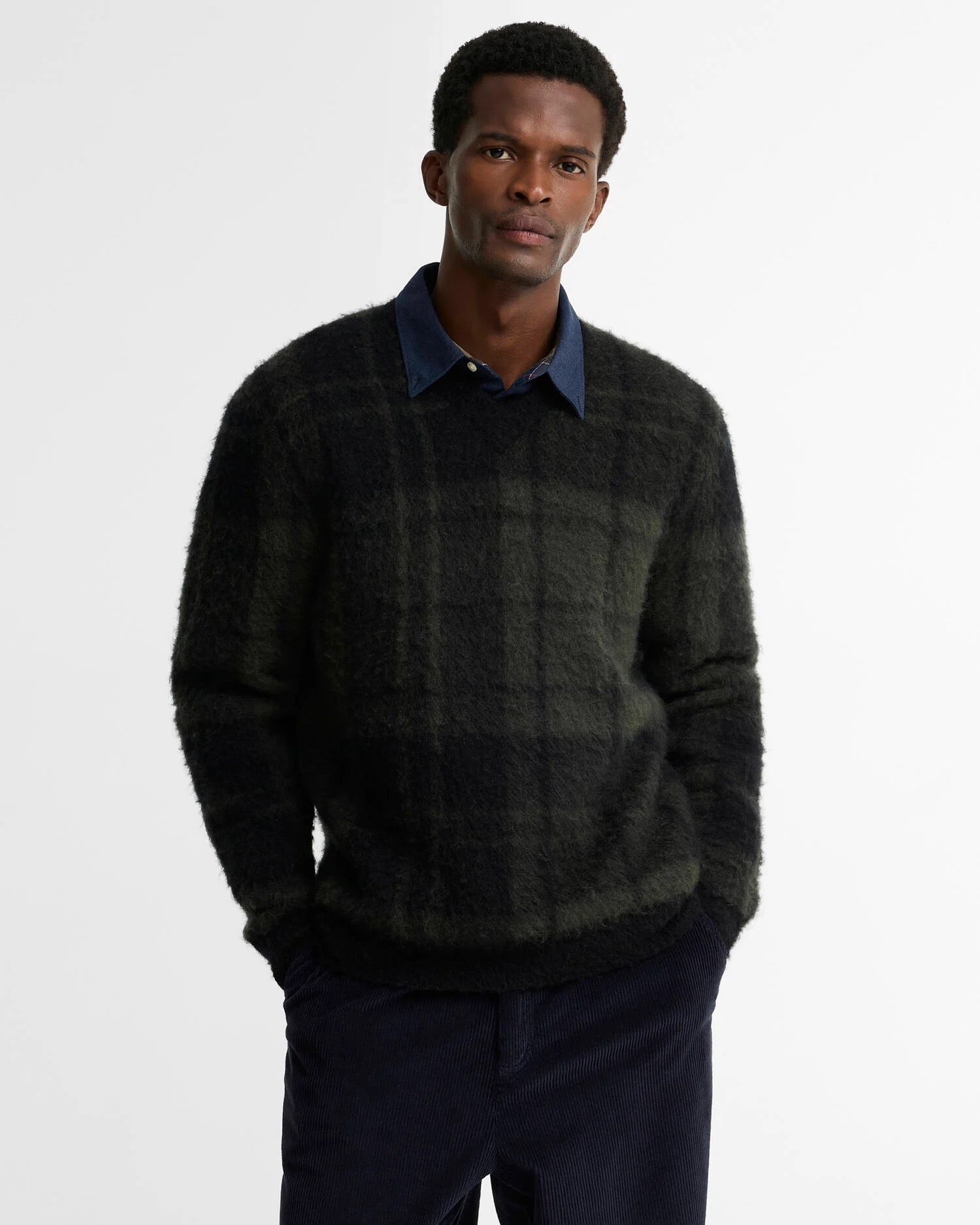 BARBOUR  HUNHAM BLACK TARTAN KNIT