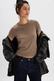 FREE PEOPLE  ATLAS CREW TEE DUSTED COCOA